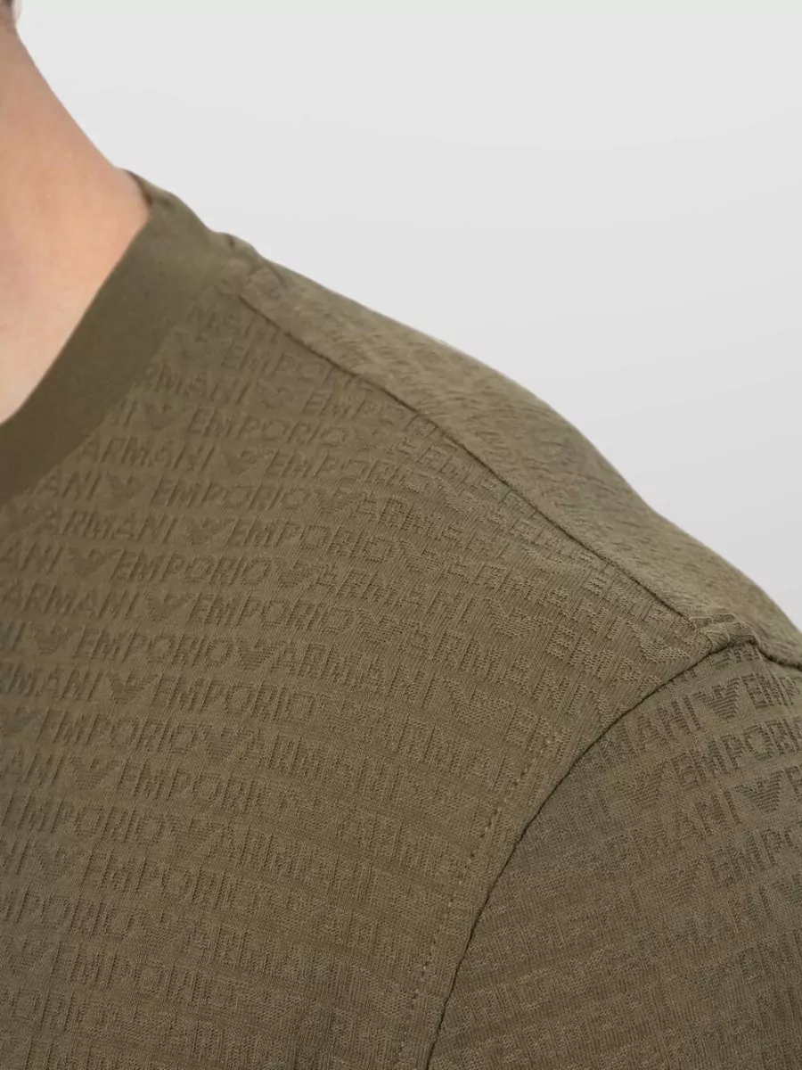 Emporio Armani Cotton Fine-Knit Regular-Fit Logo-Jacquard Short-Sleeve T-Shirt