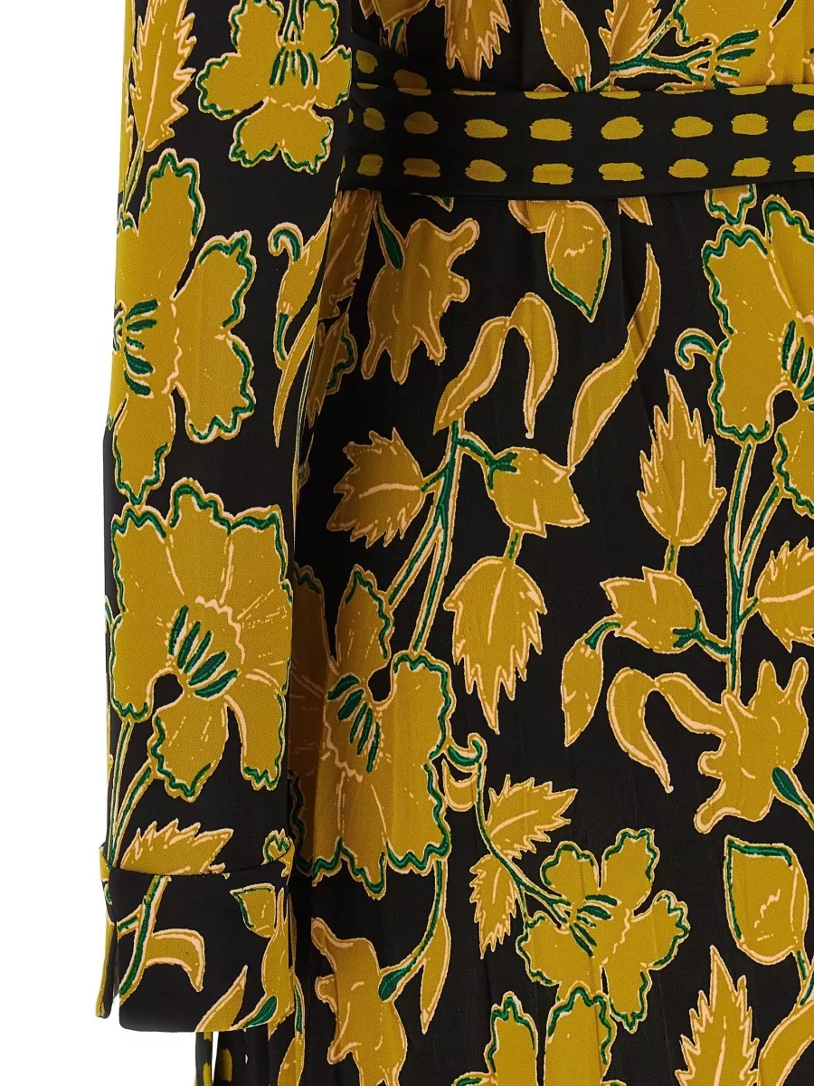 Diane Von Furstenberg Floral-Print V-Neck Long-Sleeve Midi Dress