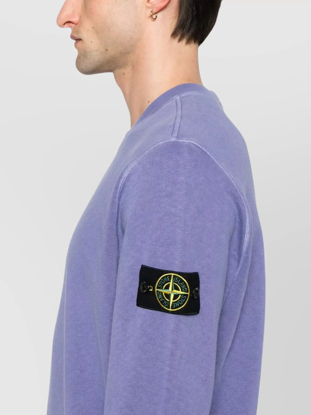 Stone Island Crewneck Badge Sweatshirt Contrasting Stitching