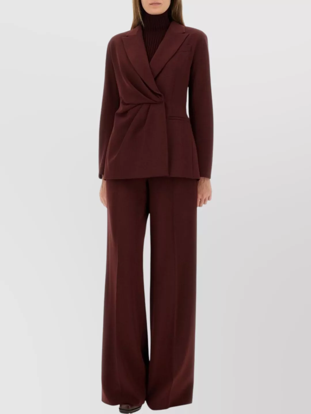 Max Mara High Waist Wide Leg Trousers With Stripes In Burgundy