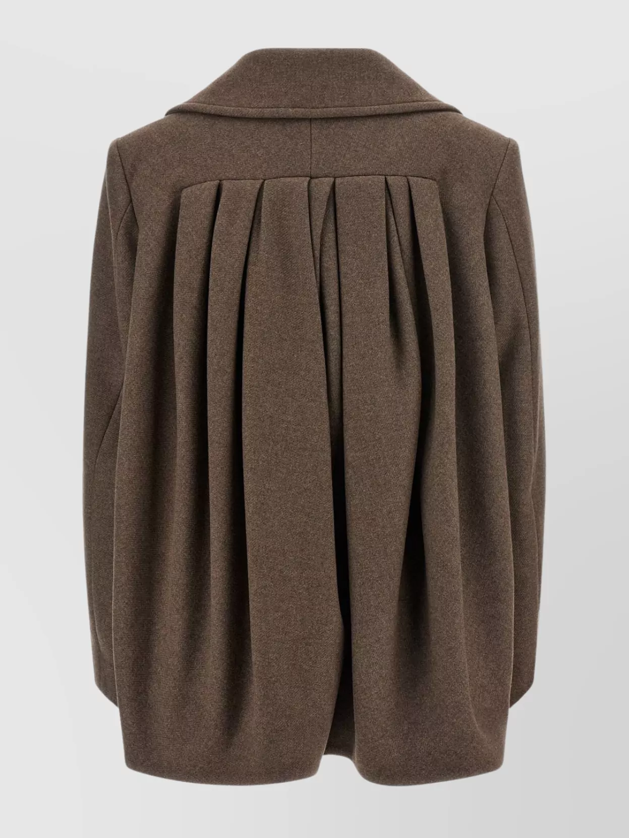 Dries Van Noten Pleated Back Double-breasted Coat With Lapels And Pockets In Brown