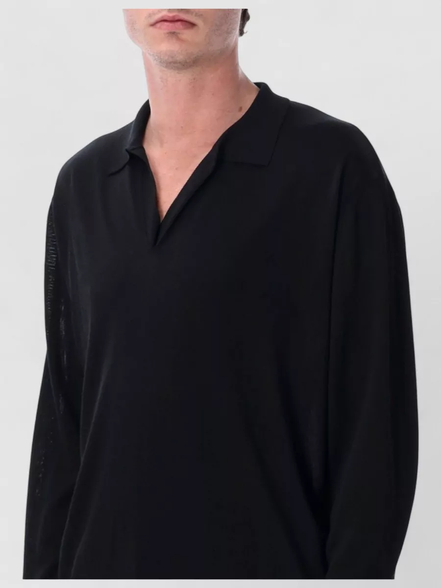 Roberto Collina Ribbed Long-Sleeve Polo Sweater
