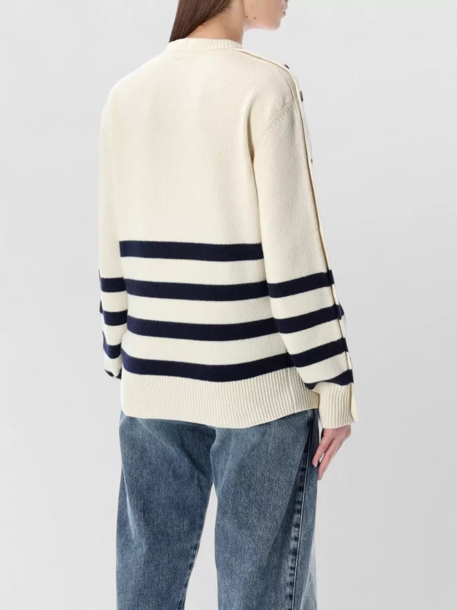 Jw Anderson Womens Buttoned Sleeve Breton Jumper In Ivory In Neutral