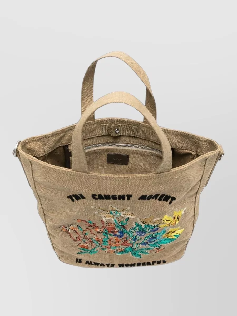 Paul Smith Floral-Embroidered Canvas Beach Bag