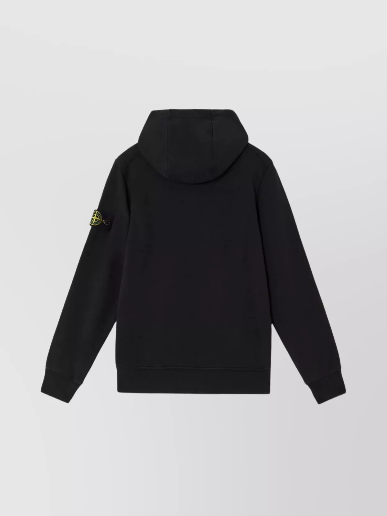 Stone Island Hooded Sweatshirt With Front Pocket And Ribbed Cuffs In Black