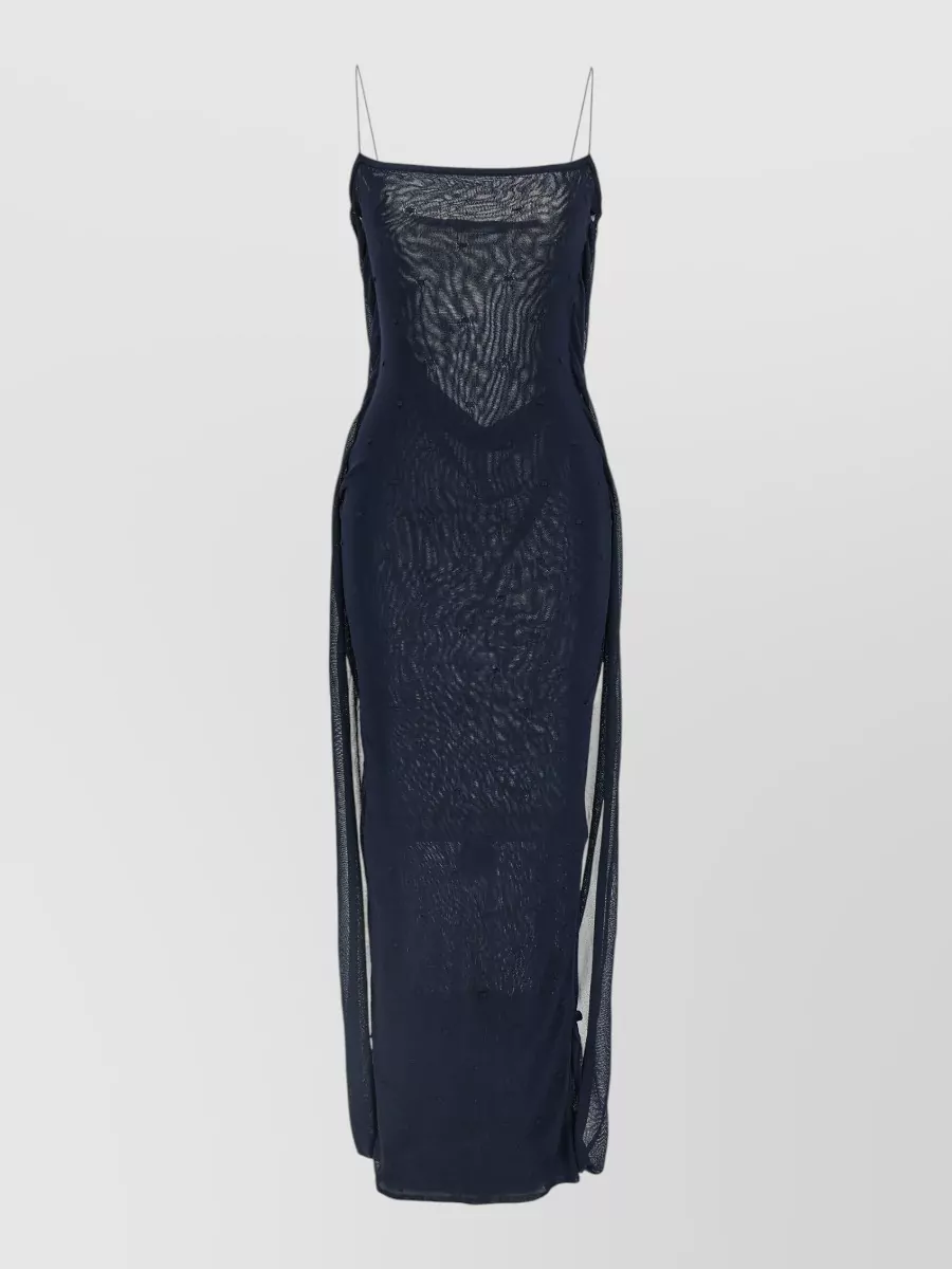 Jacquemus Semi-Sheer Jersey Sleeveless Square-Neck Hooded Midi Dress