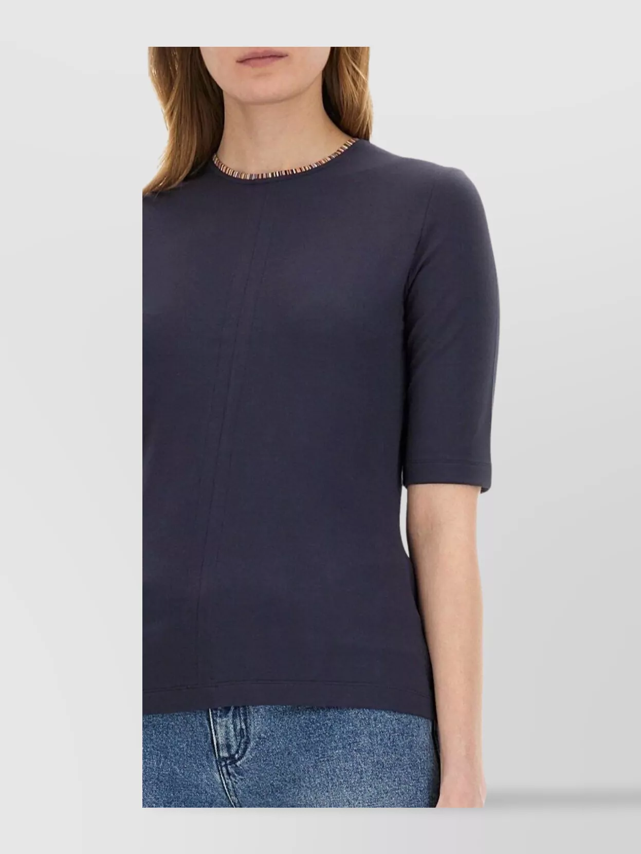 Paul Smith Fitted 3/4 Sleeve Round Neck Top