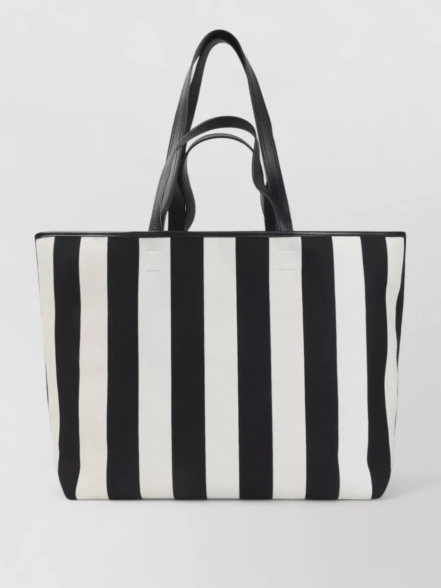Ami Paris Striped Canvas Tote Bag