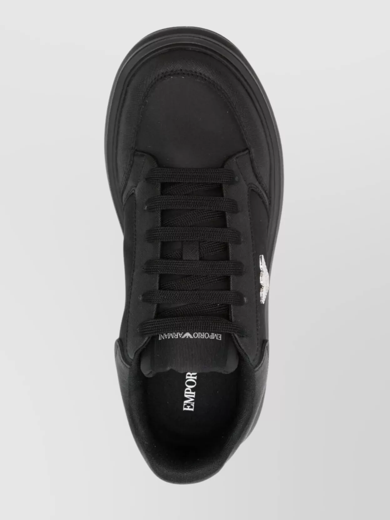 Emporio Armani Round Toe Padded Collar Rubber Sole Sneakers
