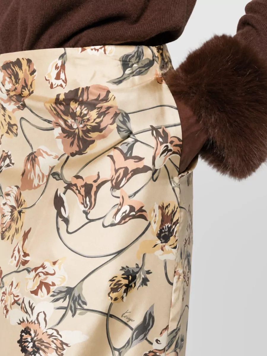 Kenzo Silk Floral-Print Satin Midi Pencil Skirt