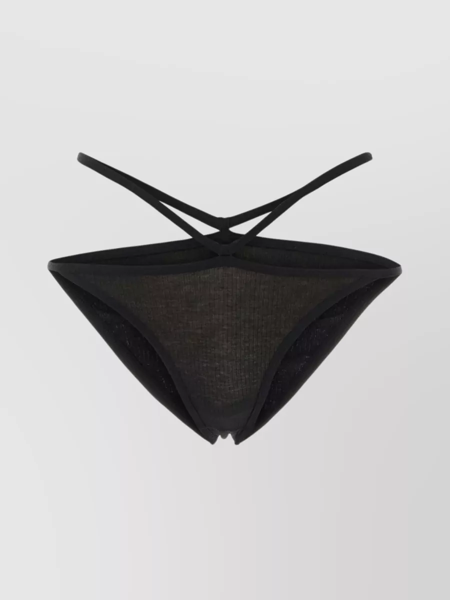 Shop Baserange Cotton Ribbed Low-rise Brief With Strappy Waistband In Black