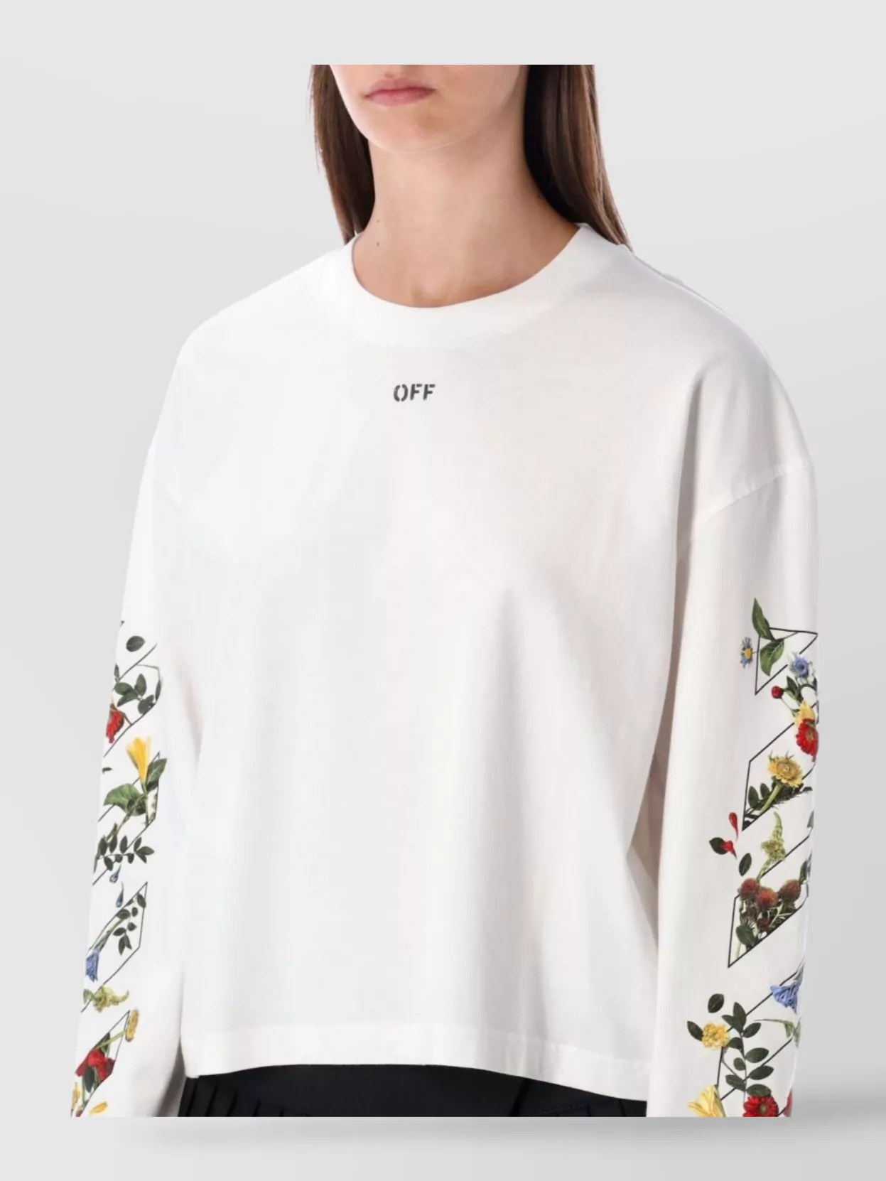 Off-White Floral Graphic Long Sleeve Top