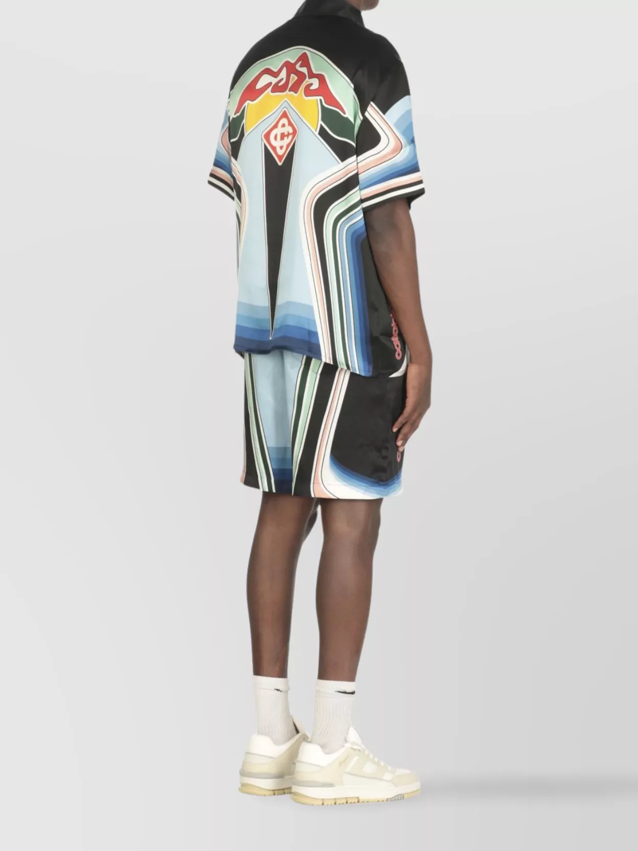 Casablanca Mountain Graphic Silk Shirt With Elastic Waistband