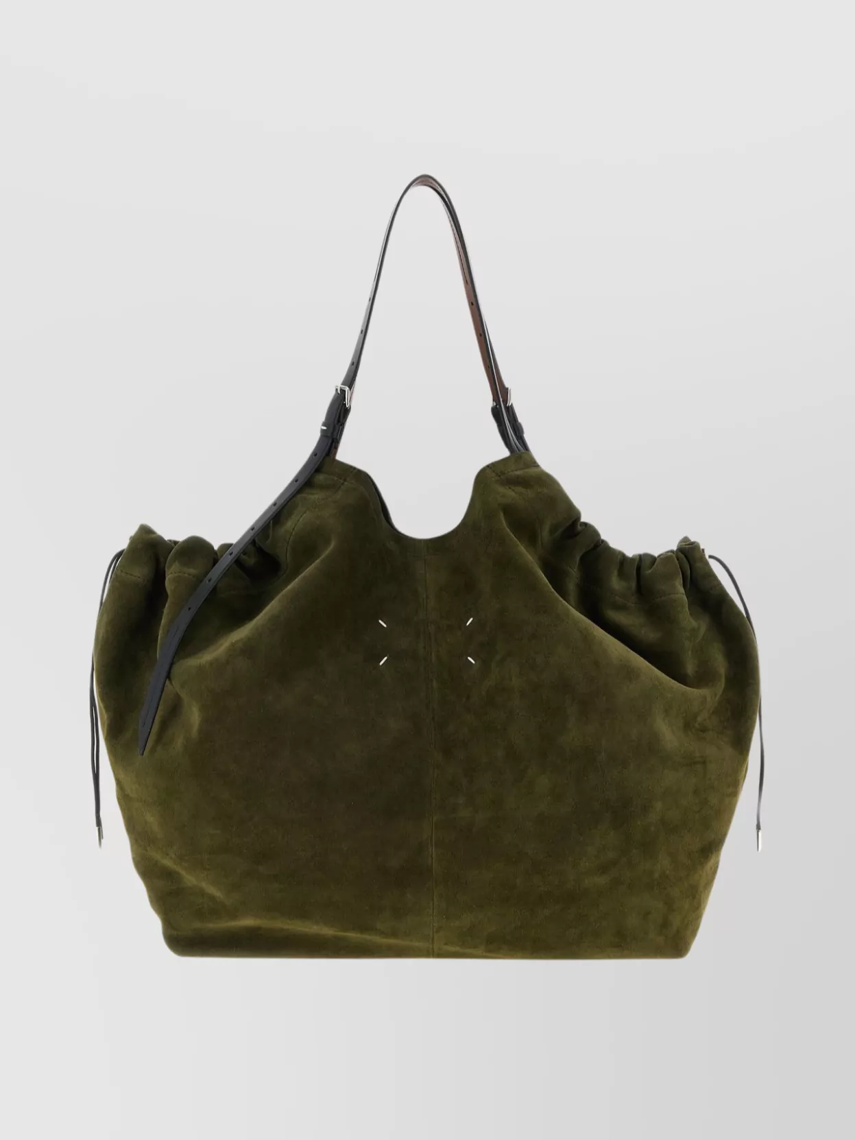 Maison Margiela Suede Drawstring Tote Bag With Dual Handles