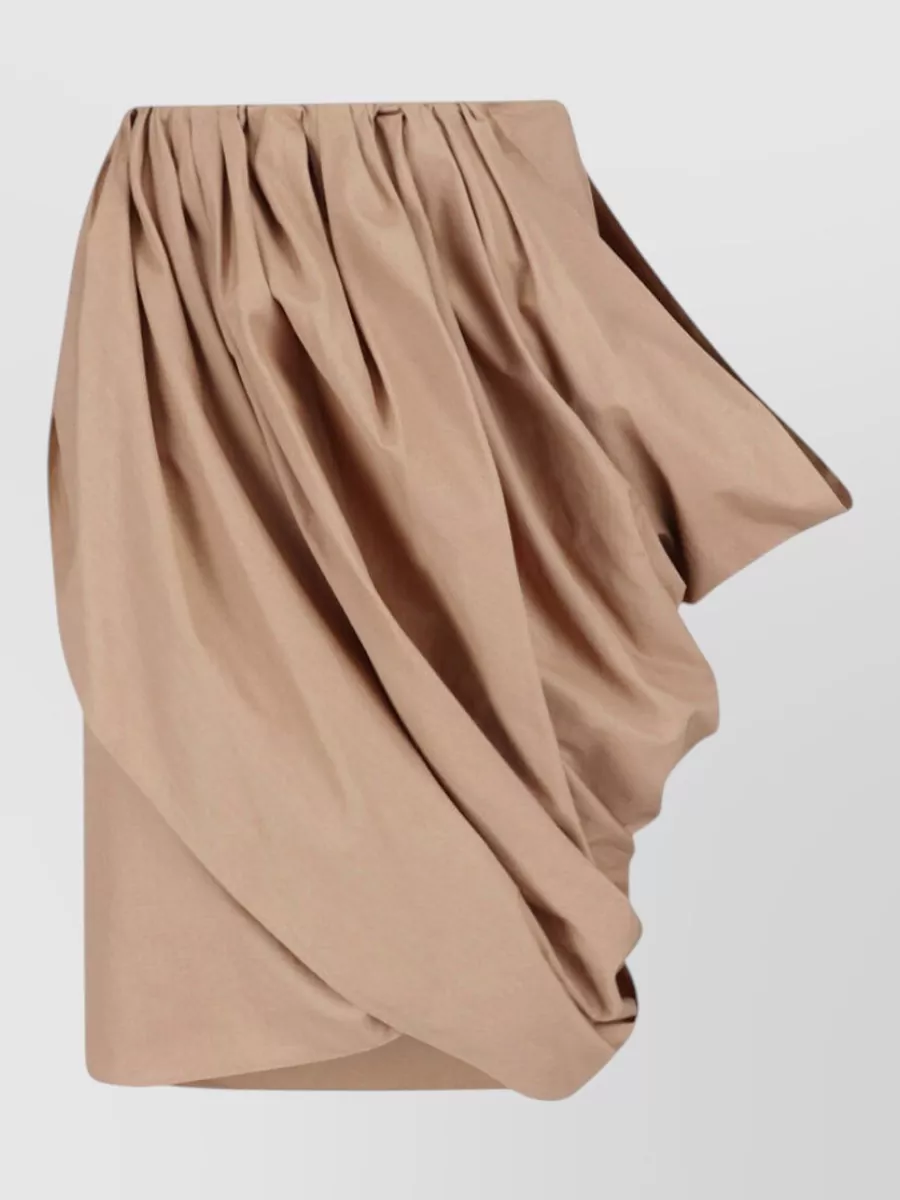 Chloé Cotton draped gathered asymmetric wrap midi skirt