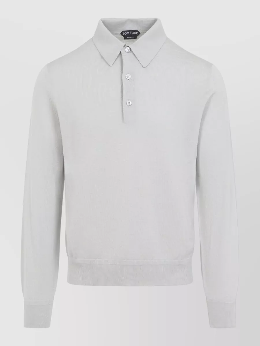 Tom Ford Cashmere Silk Long-Sleeve Polo Shirt
