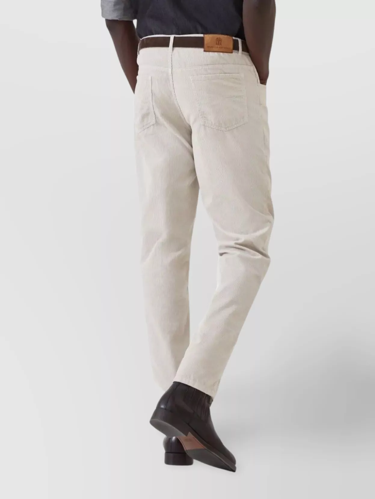 Brunello Cucinelli Trousers With Back Pockets And Belt Loops In Neutral