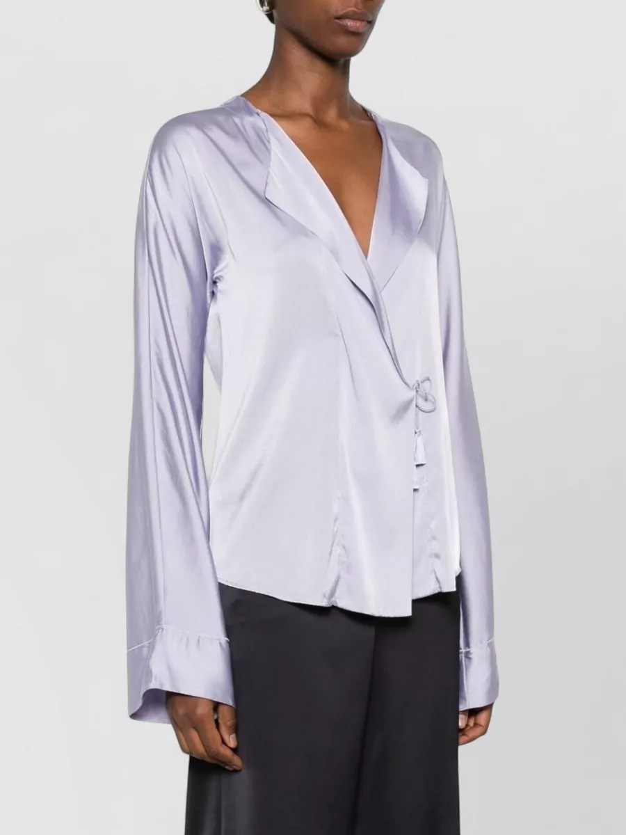 Forte Forte Silk Shirt Tassel Detail V Neckline