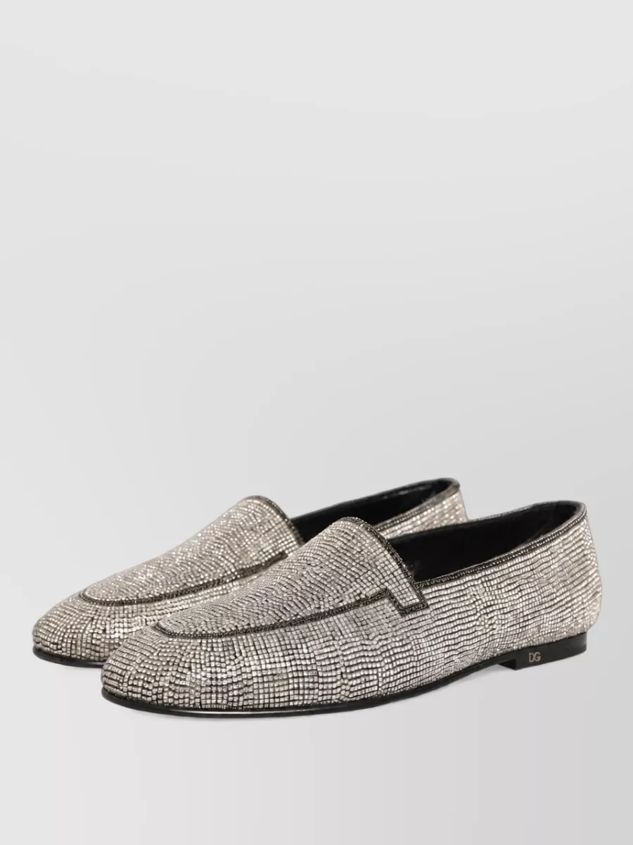 Dolce&Gabbana Leather Crystal Embellished Slippers