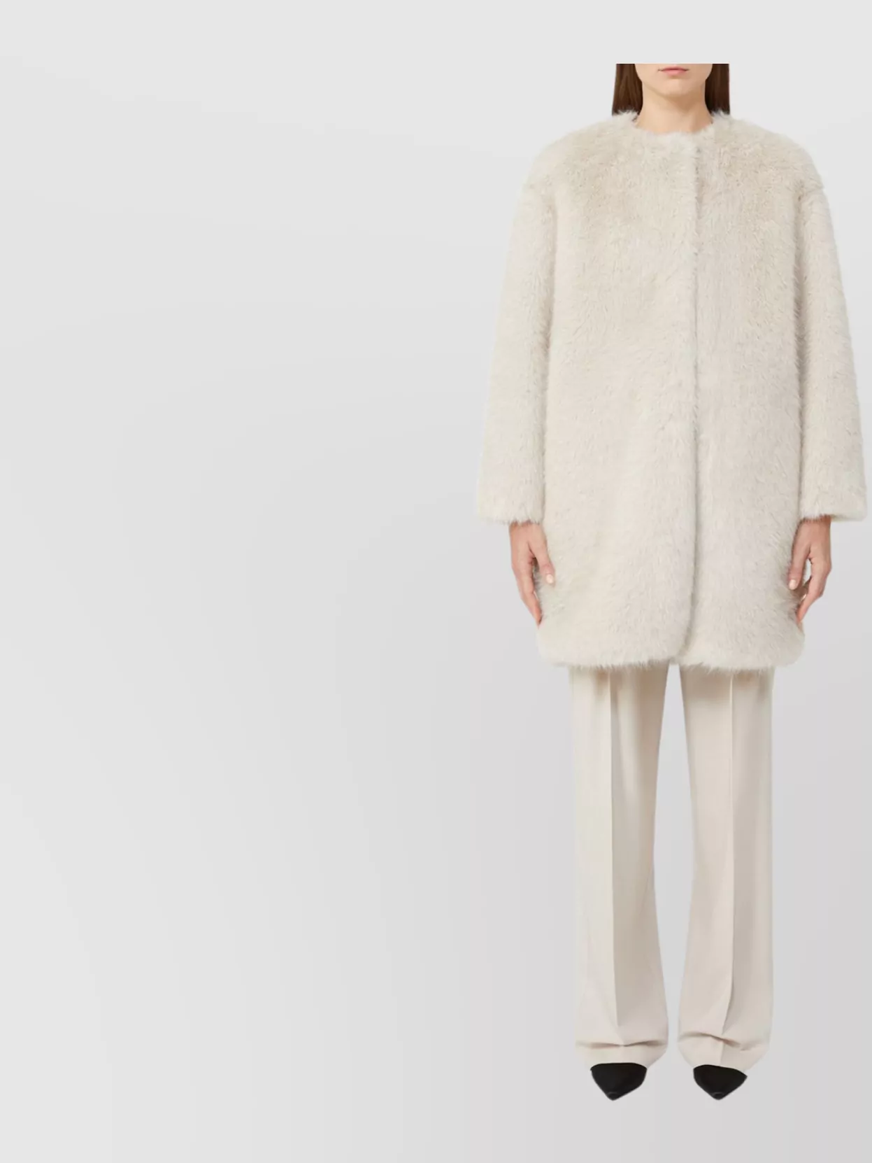 S Max Mara Faux Fur Knee Length Jacket