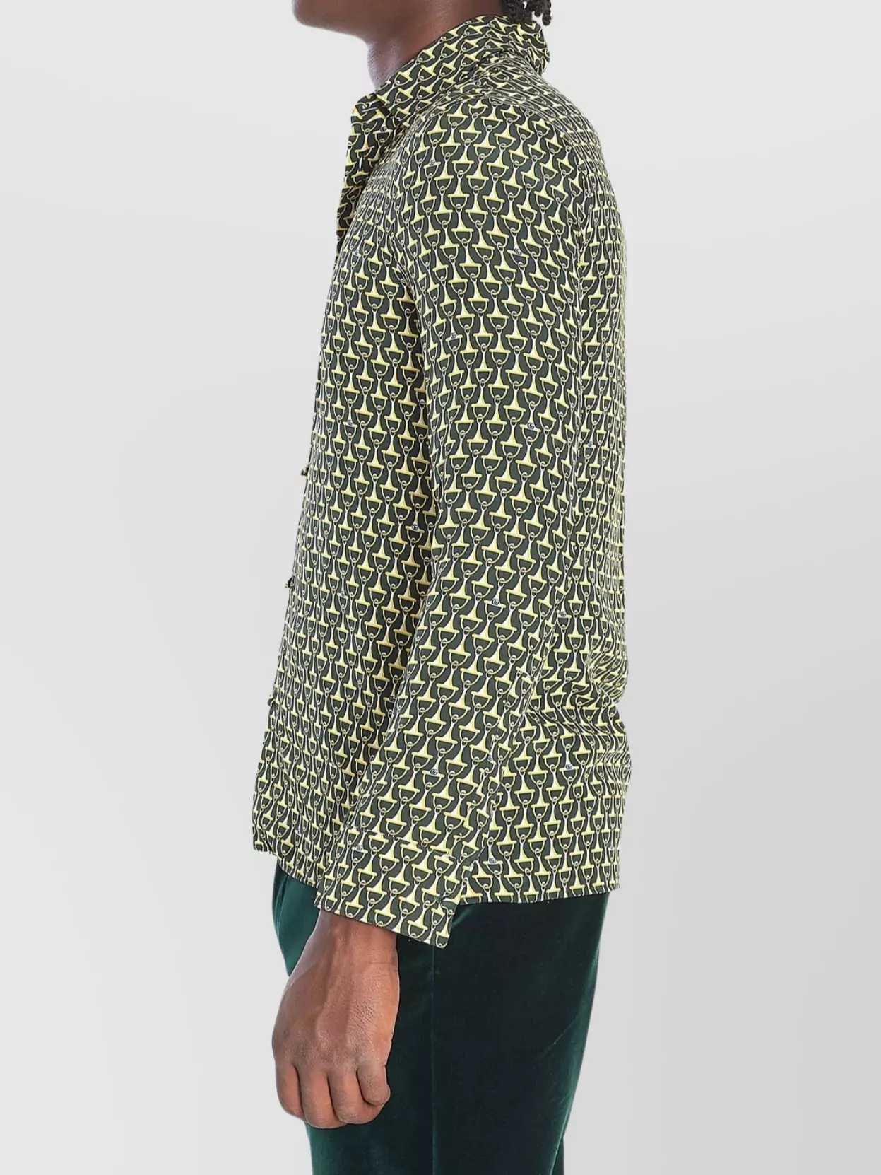 Gucci Horsebit Pattern Silk Long Sleeve Shirt