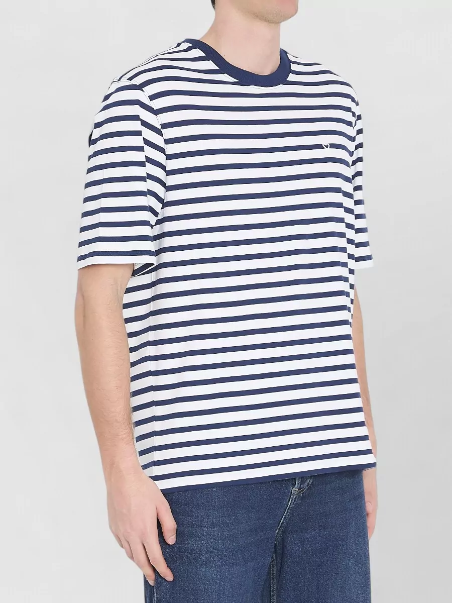 Ami Paris Striped Ribbed Crewneck Boxy T-Shirt