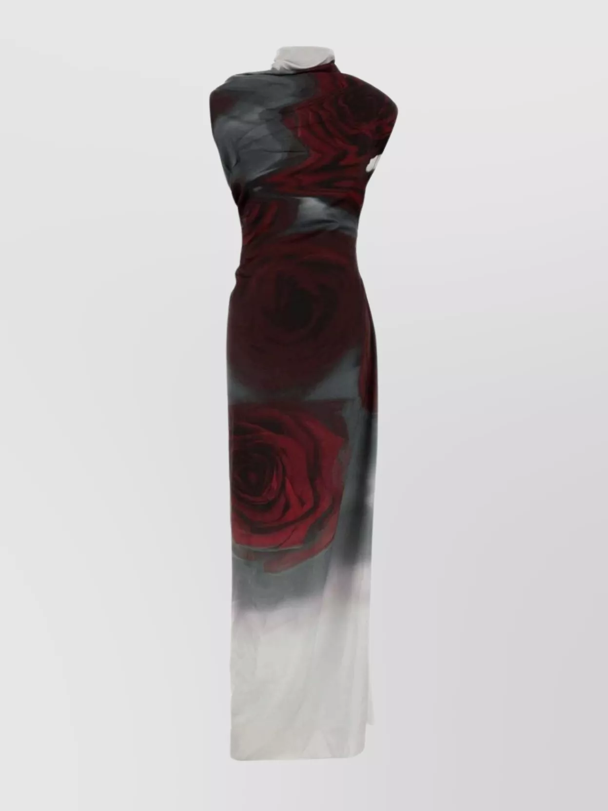 Jean Paul Gaultier Asymmetrical Maxi Dress Floral Print In Black