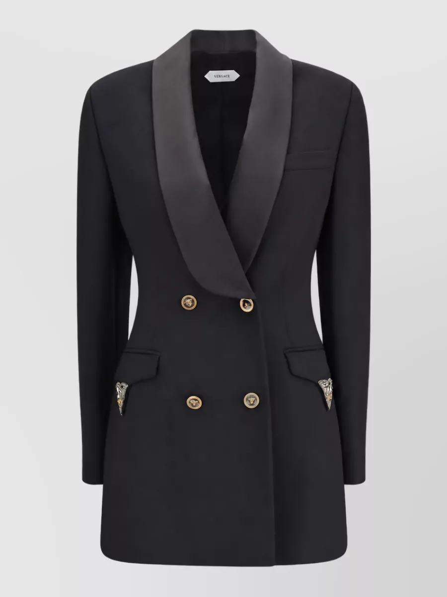 Versace wool crystal embellished double breasted blazer