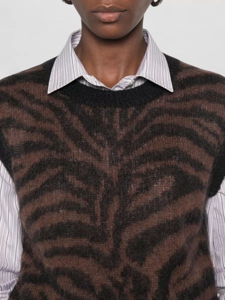 Parosh Brushed Zebra-Pattern Sleeveless Jumper
