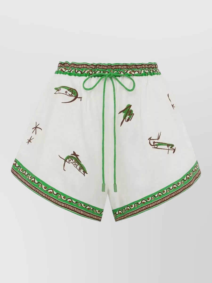 Alémais Linen Embroidered Short Beach Cover-Up