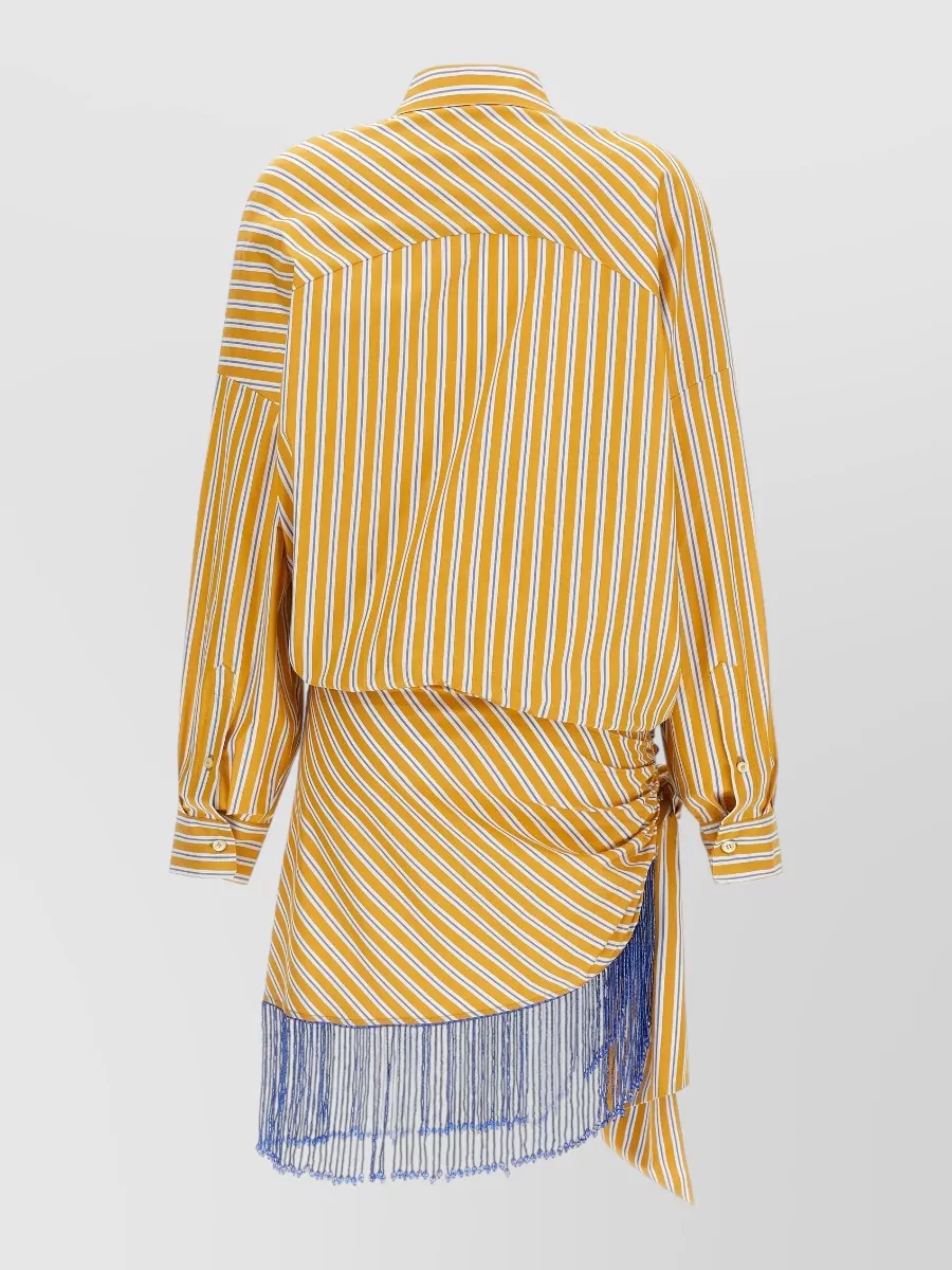 The Andamane Striped Cotton Patchwork Shirt Mini Dress
