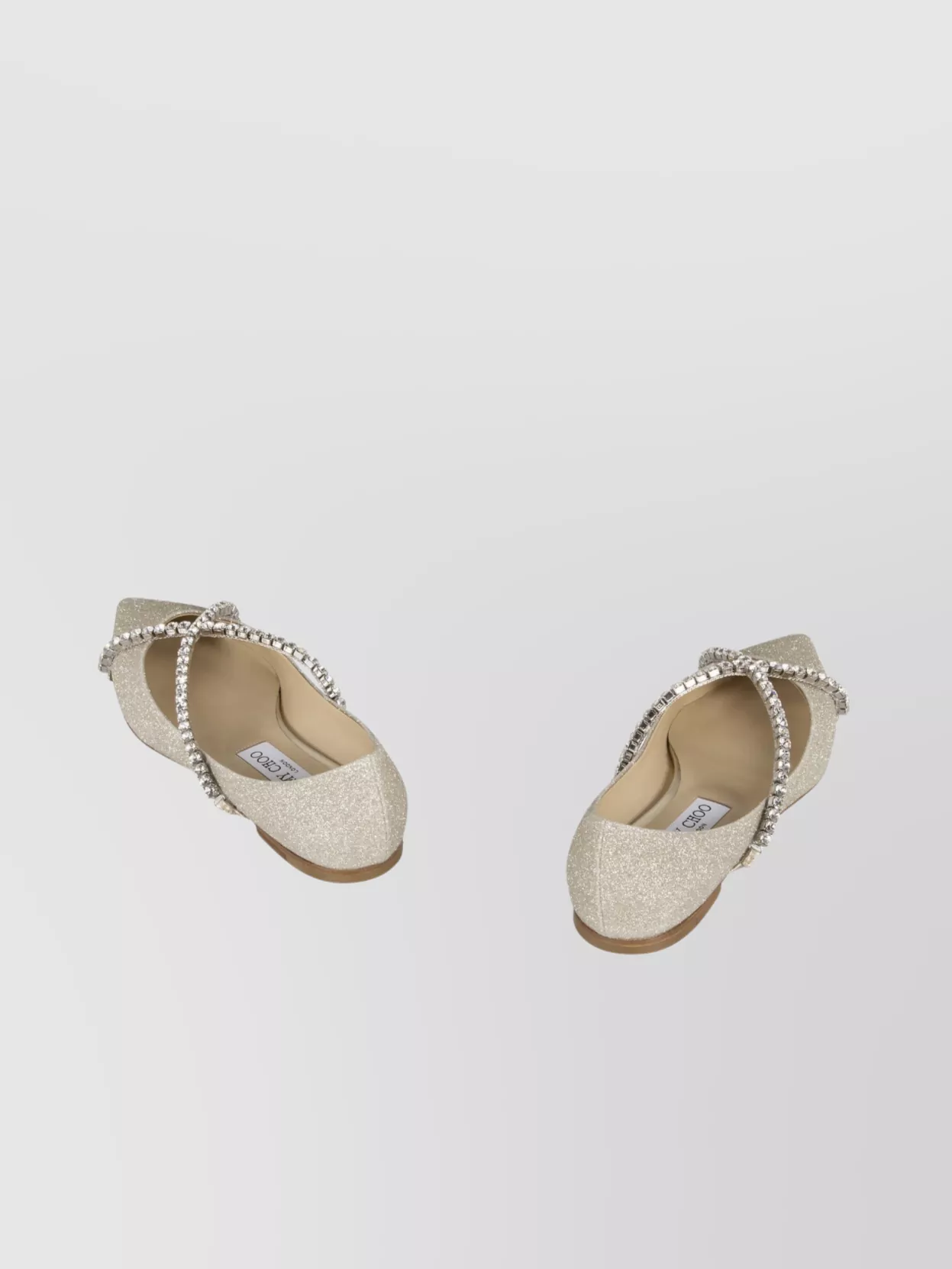 Jimmy Choo Crystal Embellished Glitter Pointy-toe Ballet Flats