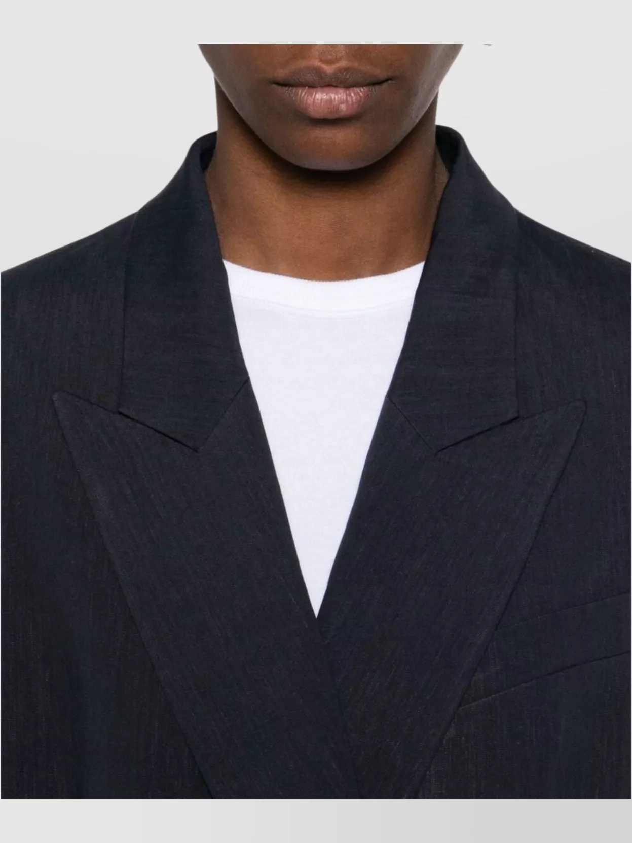 Hugo Boss Linen Double-breasted Blazer With Multiple Pockets In Black