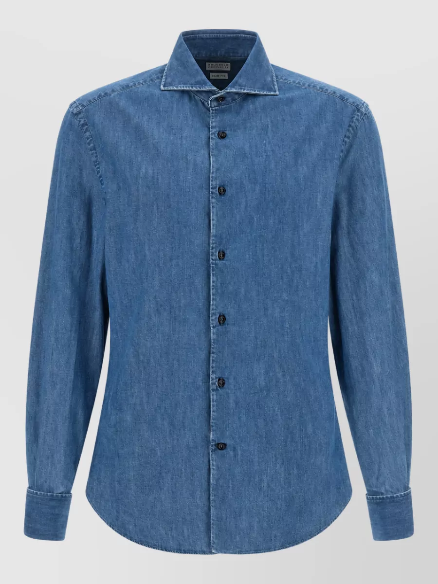 Brunello Cucinelli Denim slim-fit long-sleeve shirt