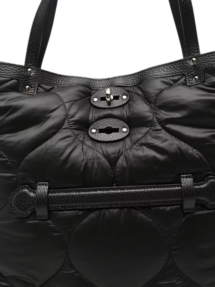 Zanellato Leather Quilted Studded Tote Bag