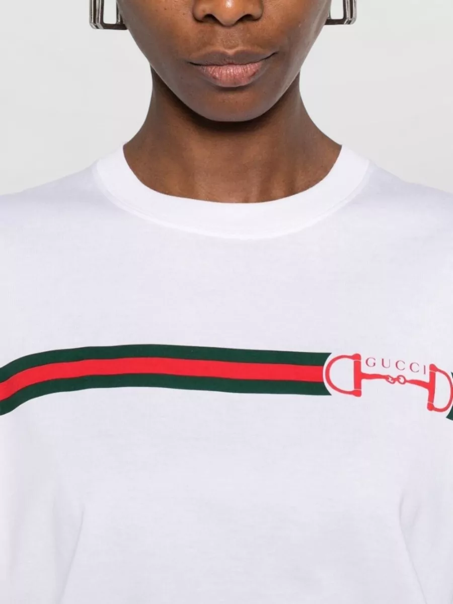 Gucci Logo Crew Neck Graphic Cotton T-Shirt
