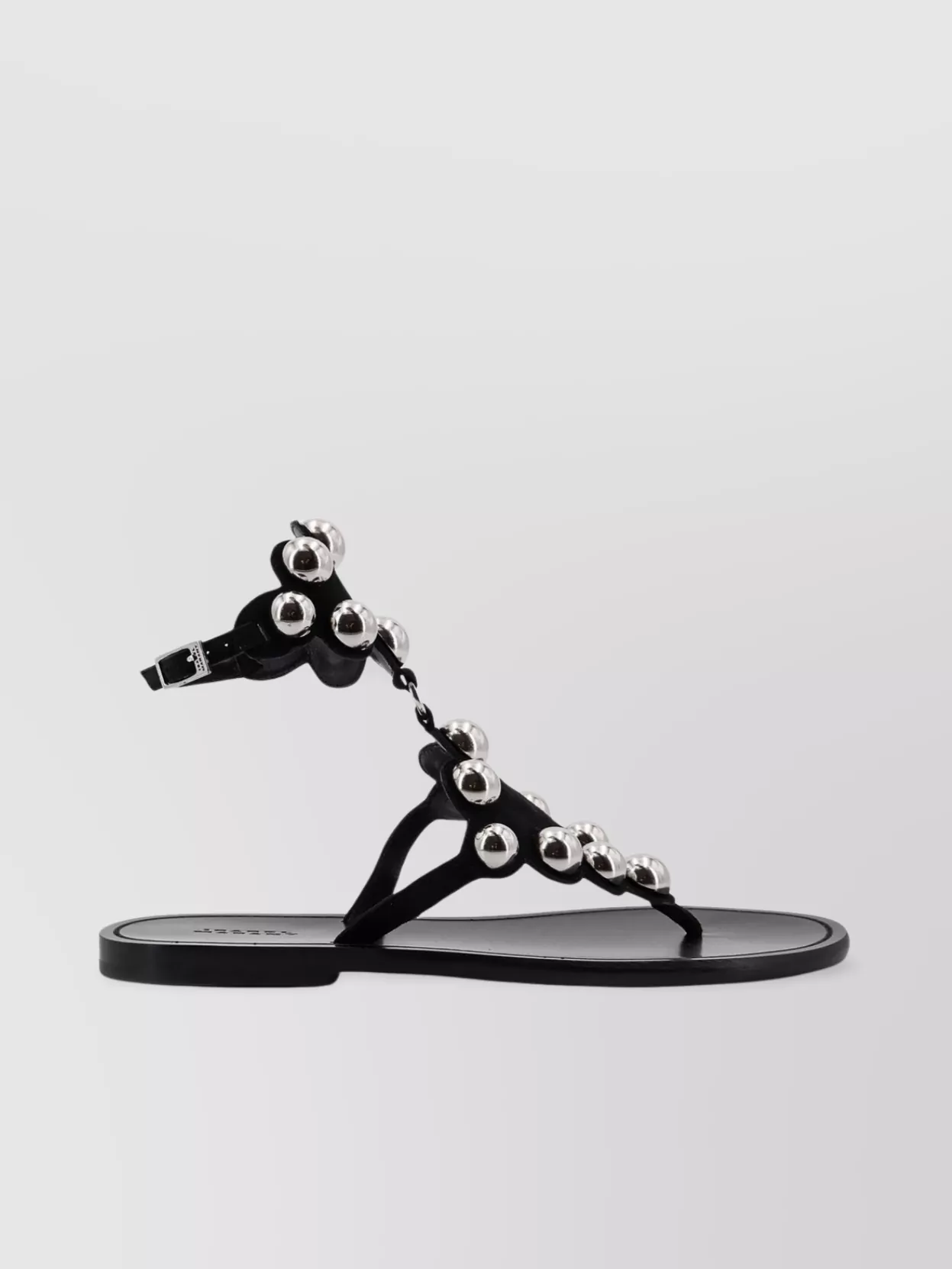 Isabel Marant Studded Suede Flat Sandals With Metallic Embellishments