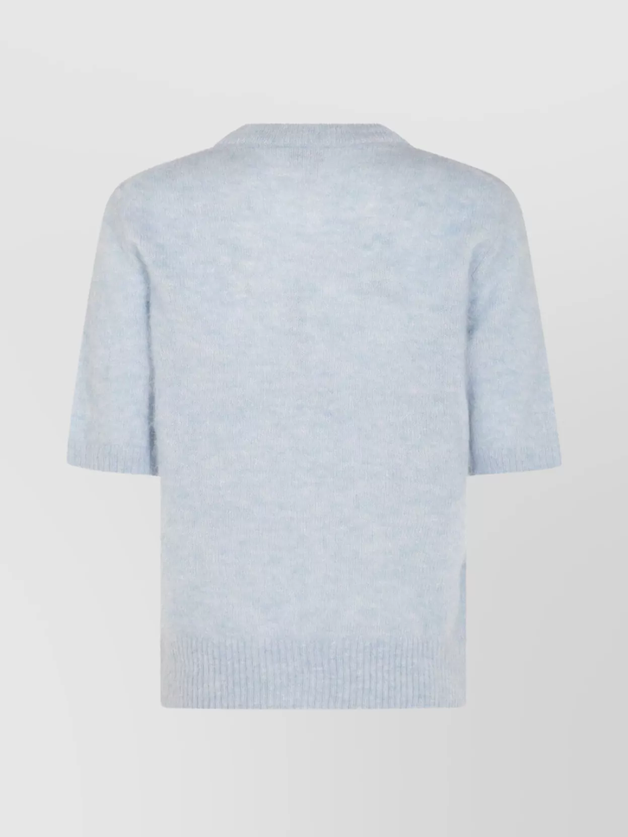Ganni Light Blue Crewneck T-shirt With Maxi Logo Embroidery On The Front