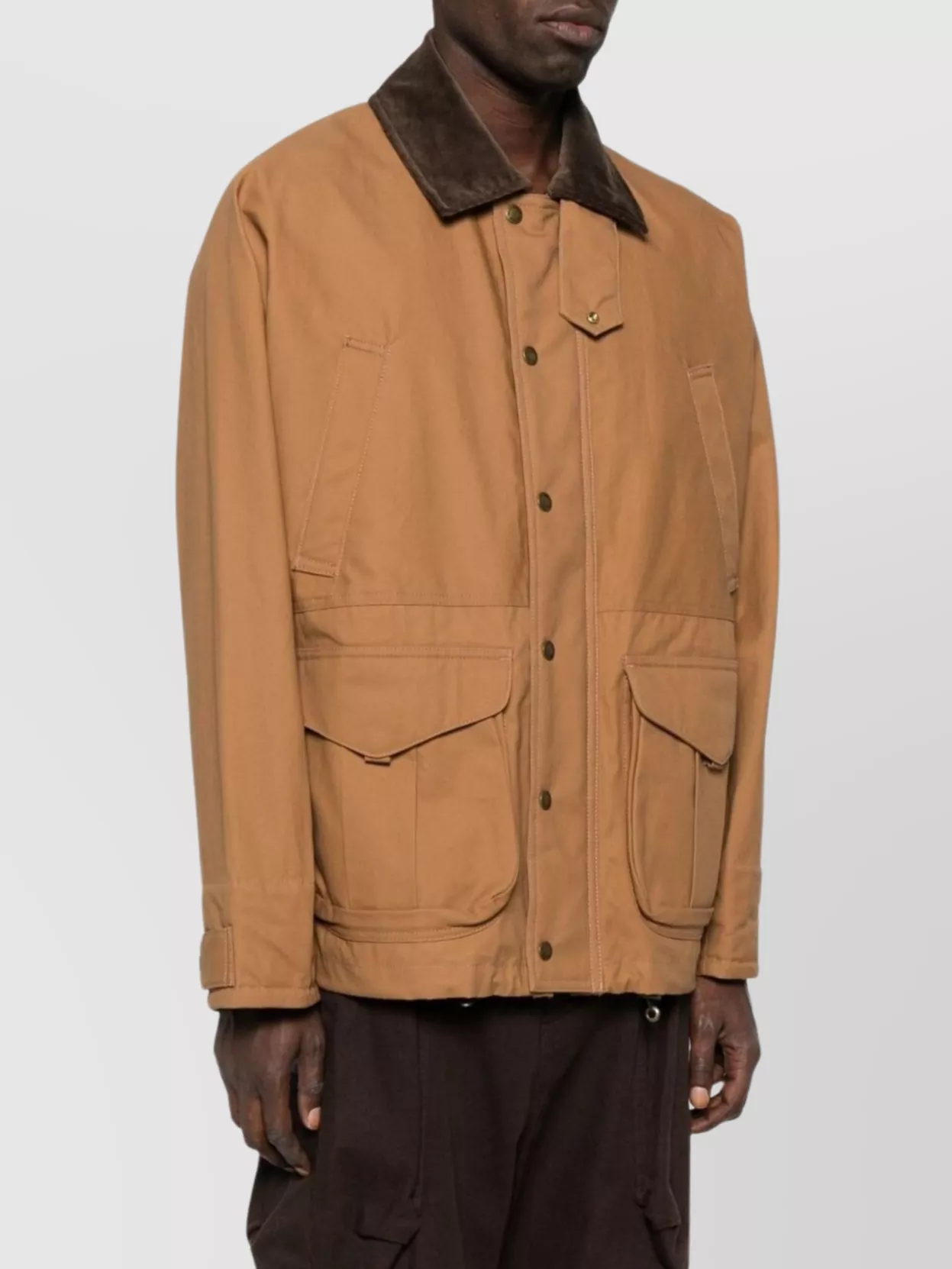 Junya Watanabe Corduroy-collar Flap-pocket Jacket In Brown