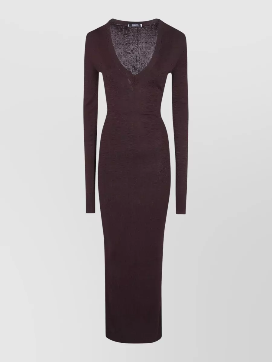 Entire Studios viscose long-sleeve v-neck midi knitted dress