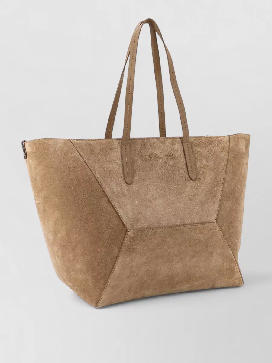 Brunello Cucinelli Monili Suede Leather Tote Bag