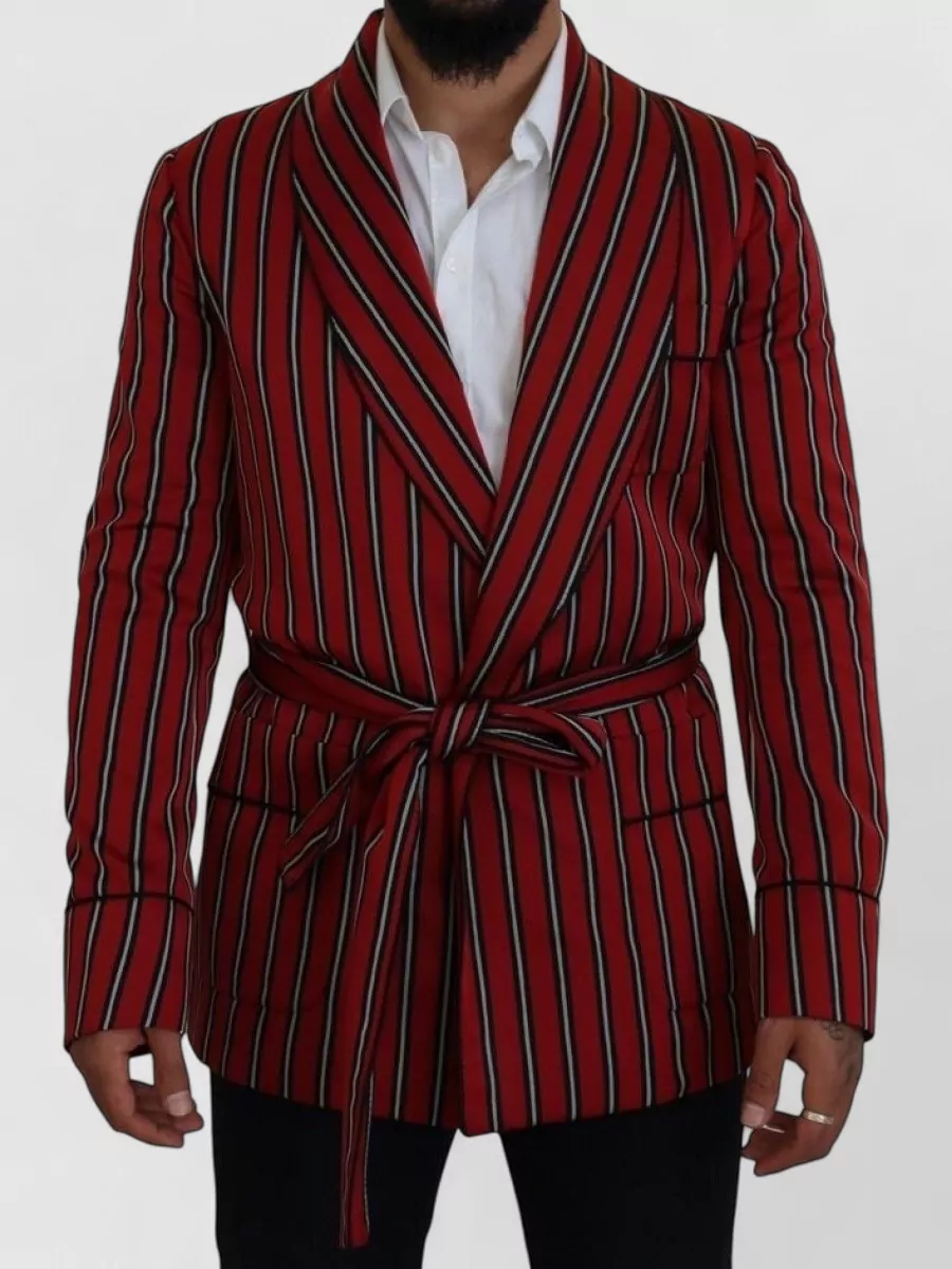 Dolce&Gabbana Silk striped belted robe blazer