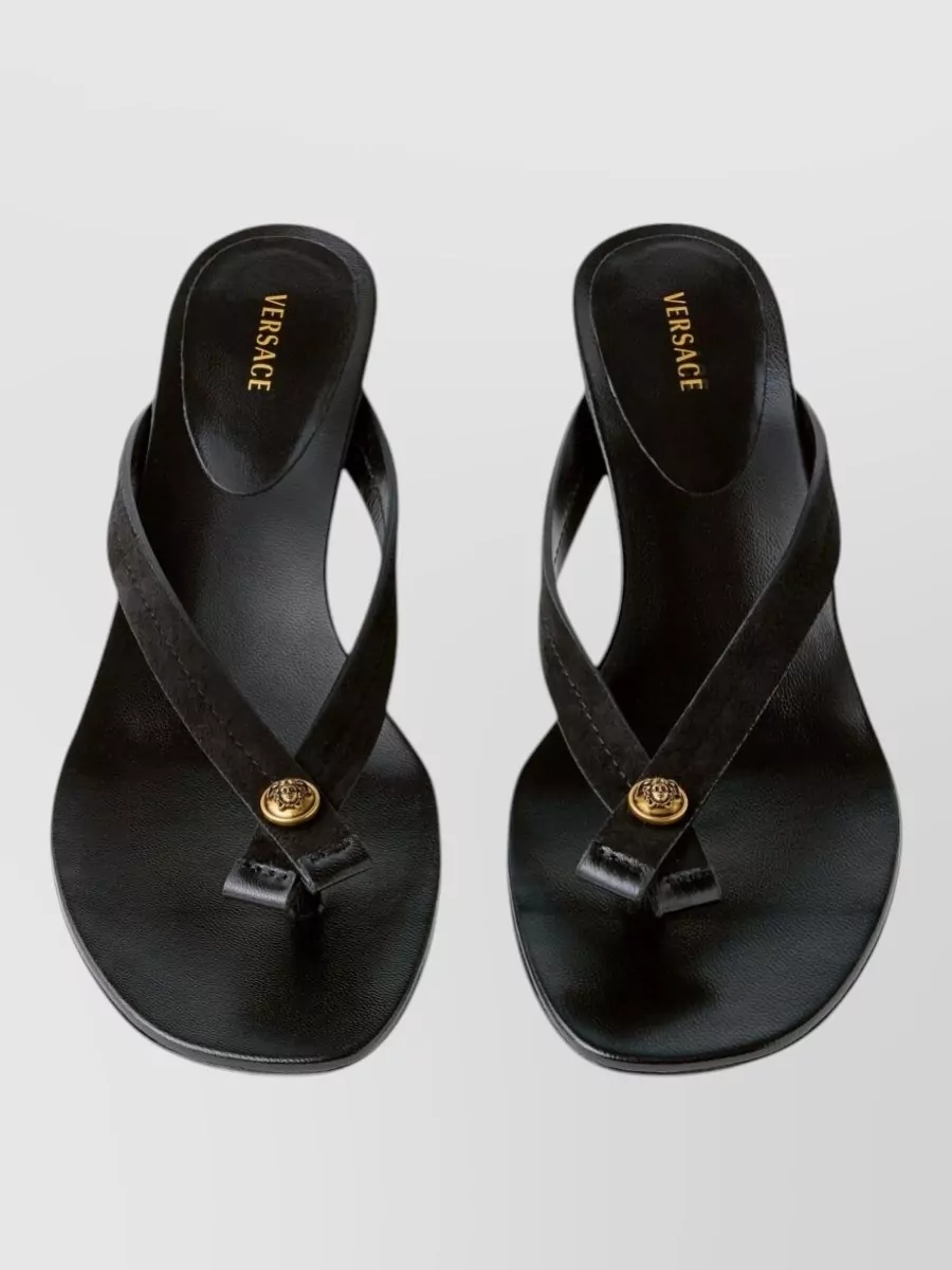 Versace Leather Thong Heeled Sandals