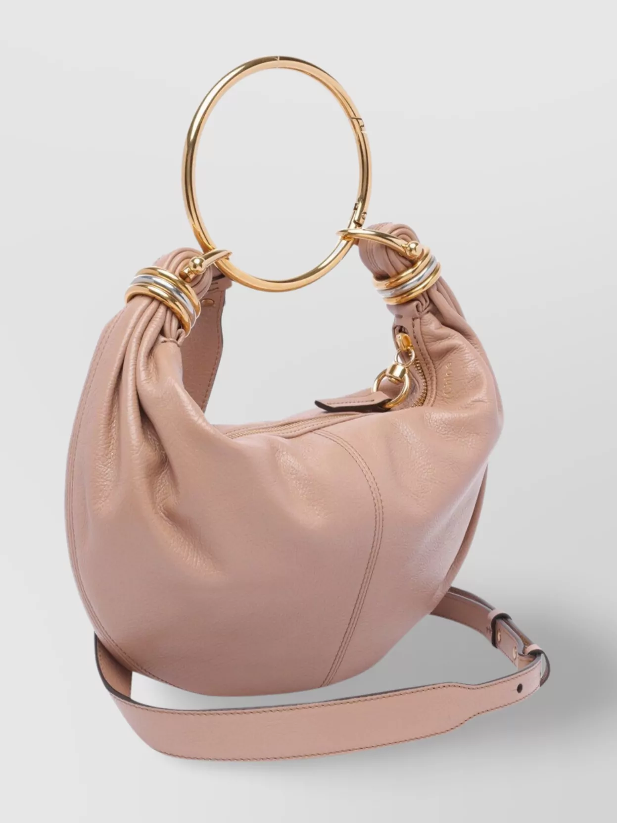 Chloé Women Bracelet Small Leather Hobo Bag In Pink