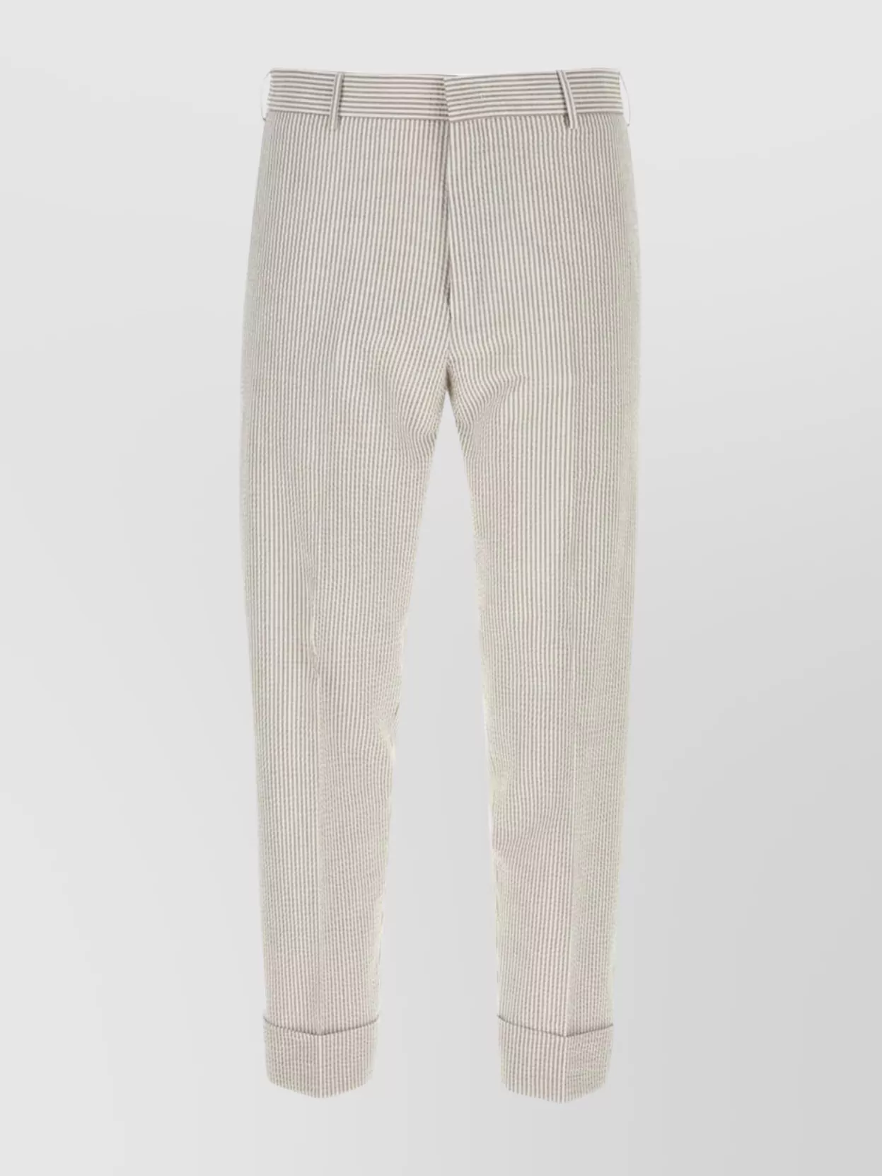 Pt Torino Embroidered Stretch Cotton Pant With Ribbed Texture In Neutral