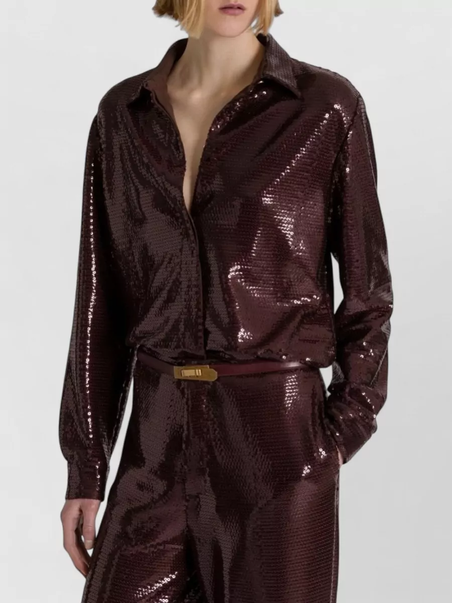Alberta Ferretti Sequined Long-Sleeve Shirt