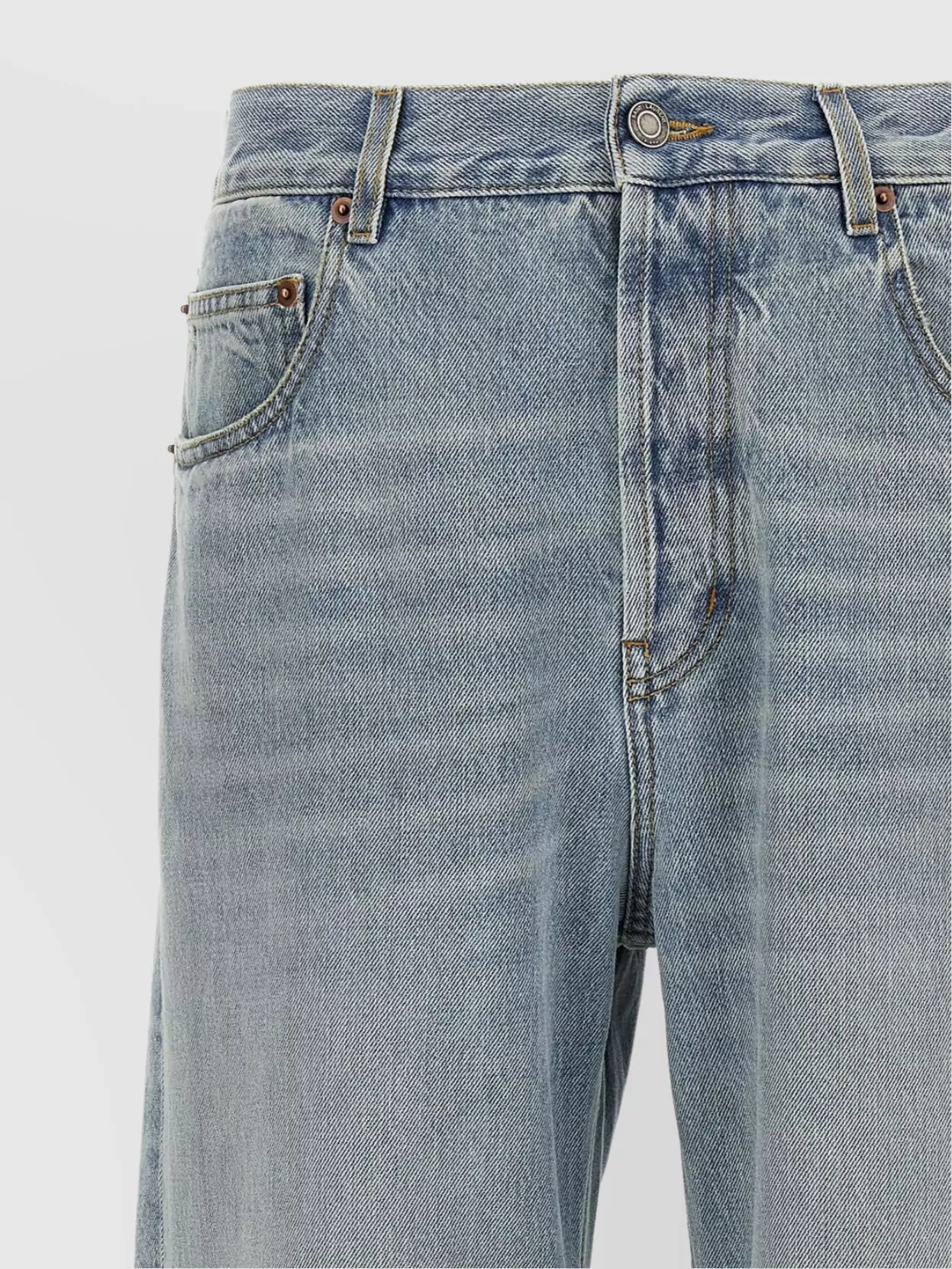 Saint Laurent Stonewashed Denim Trousers With Front And Back Pockets