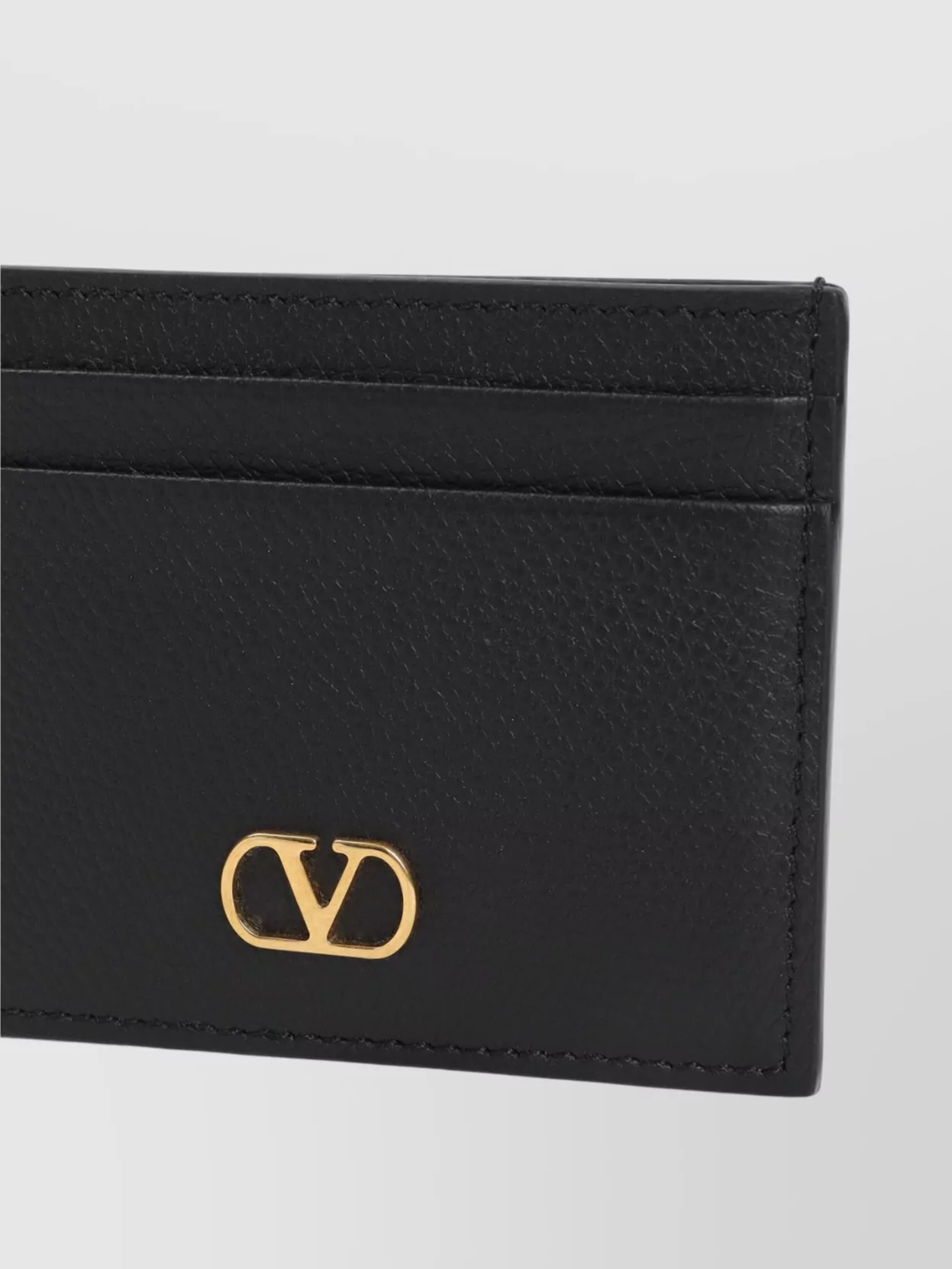 Valentino Garavani Signature V-Logo Textured Leather Card Case