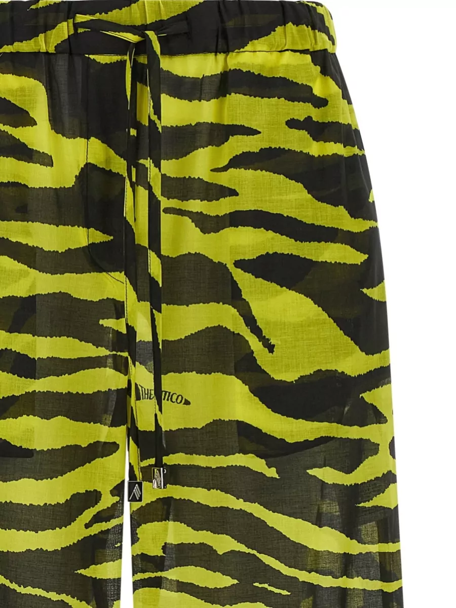 The Attico Cotton Animal-Print Wide-Leg Trousers