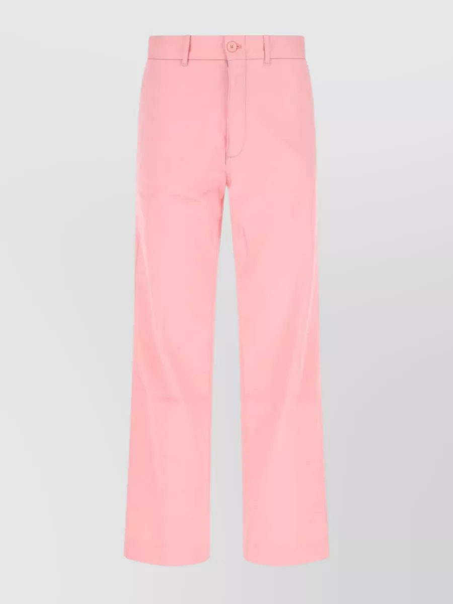 Shop Lacoste Wide-leg Stretch Cotton Pant With Belt Loops In Pink